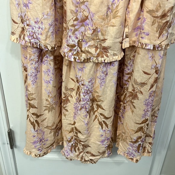 House of Harlow 1960 Linen Floral Tiered Corset Maxi Dress Large - Picture 6 of 13